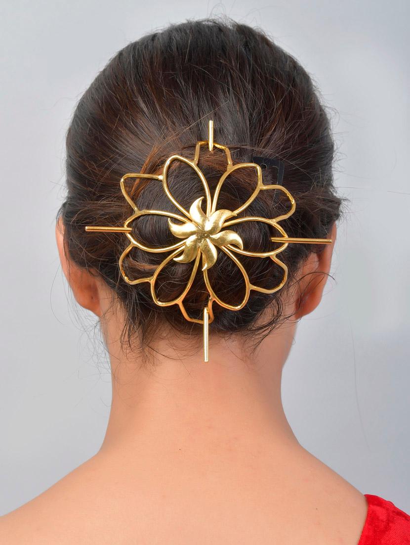 gold plated meratha designer hair accessory set - 18395854 - Zoom Image - 4