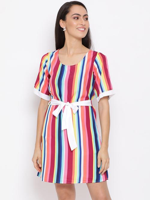 tie front striped a-line dress - 18396476 - Very Small Image - 1