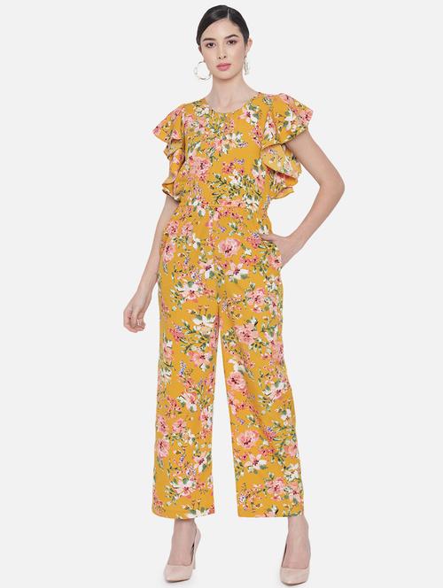 ruffle detail floral full leg jumpsuit - 18396479 - Very Small Image - 1