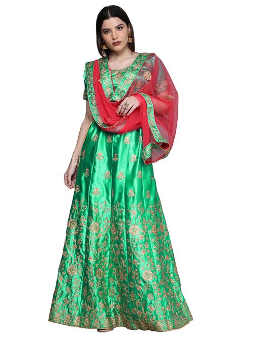 embroidered a-line lehenga - 18396633 - Very Small Image - 1