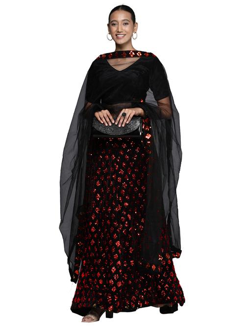 sequined a-line lehenga - 18396637 - Very Small Image - 1