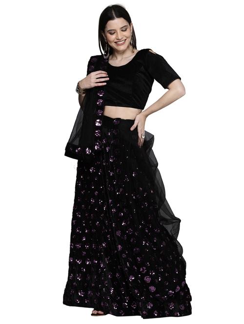 sequined a-line lehenga - 18396645 - Very Small Image - 1