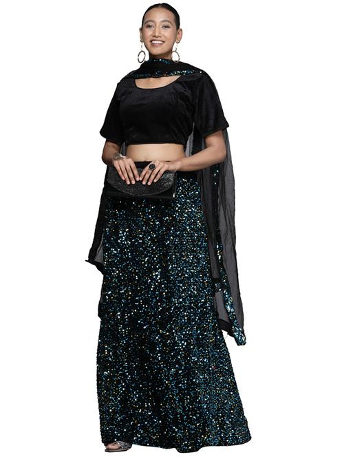 sequined a-line lehenga - 18396648 - Very Small Image - 1