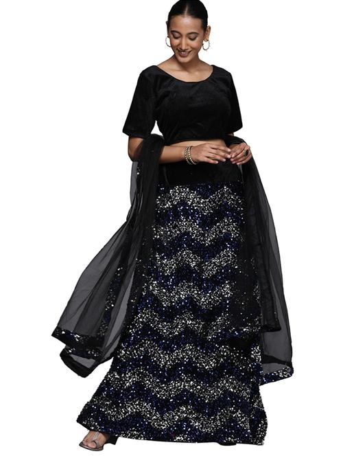 sequined a-line lehenga - 18396653 - Very Small Image - 1