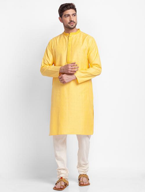 yellow solid long kurta - 18396952 - Very Small Image - 1