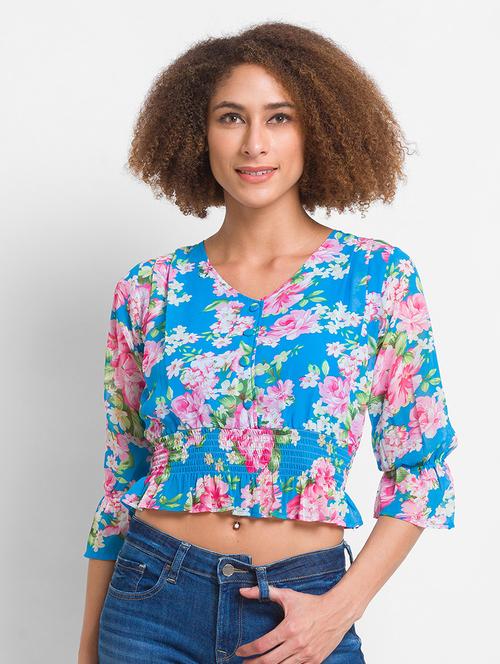 women's crop v neck top - 18396974 - Very Small Image - 1