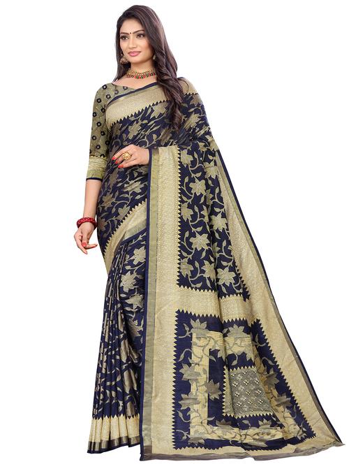 multi colored linen printed saree with blouse - 18396983 - Very Small Image - 1