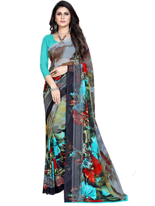 women's floral multi colored saree - 18397263 - Very Small Image - 1