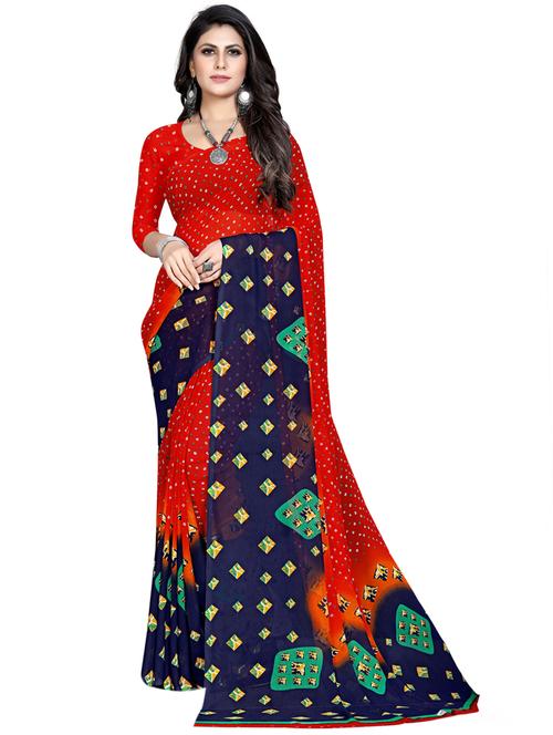 women's printed red colored saree - 18397273 - Very Small Image - 1