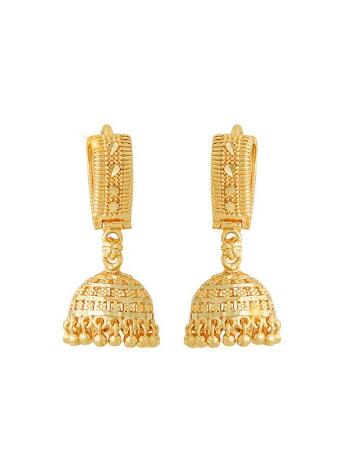gold brass jhumka earring - 18397442 - Very Small Image - 1