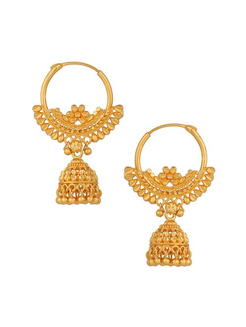 gold brass jhumka earring - 18397452 - Very Small Image - 1