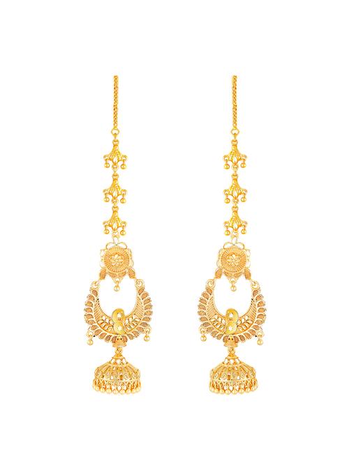 gold brass jhumka earring - 18397467 - Very Small Image - 1
