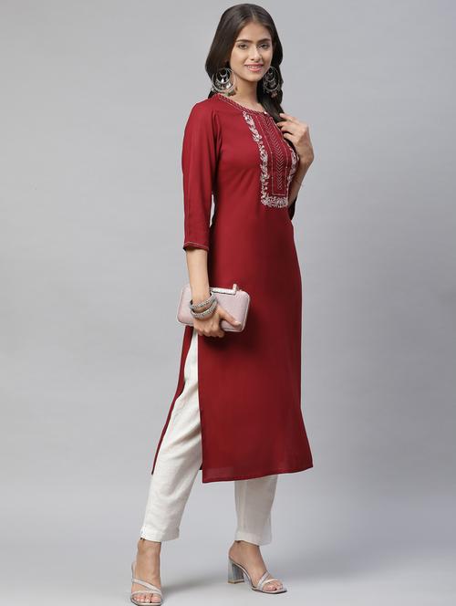 women's straight kurta - 18397591 - Very Small Image - 1