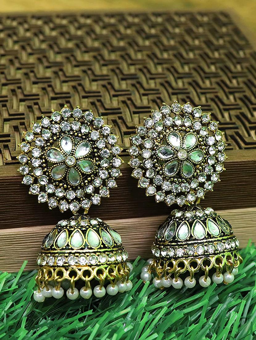 gold brass jhumka earring - 18397771 - Standard Image - 2