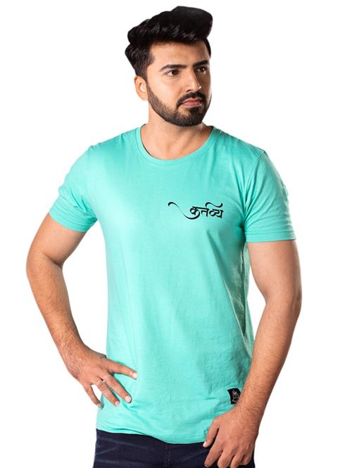 turquoise chest print t-shirt - 18397901 - Very Small Image - 1