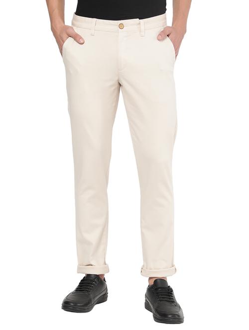 beige solid chinos casual trouser - 18398378 - Very Small Image - 1
