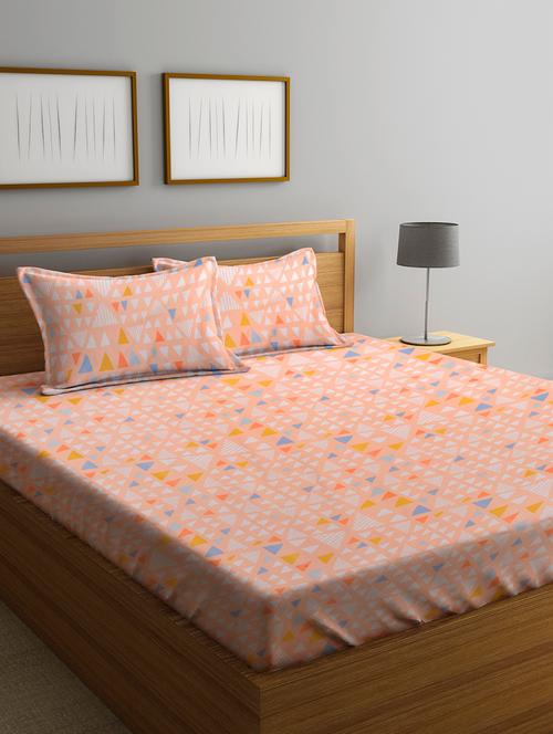 klotthe multi geometric 210 tc cotton blend double bedsheet with 2 pillow covers - 18399354 - Very Small Image - 1