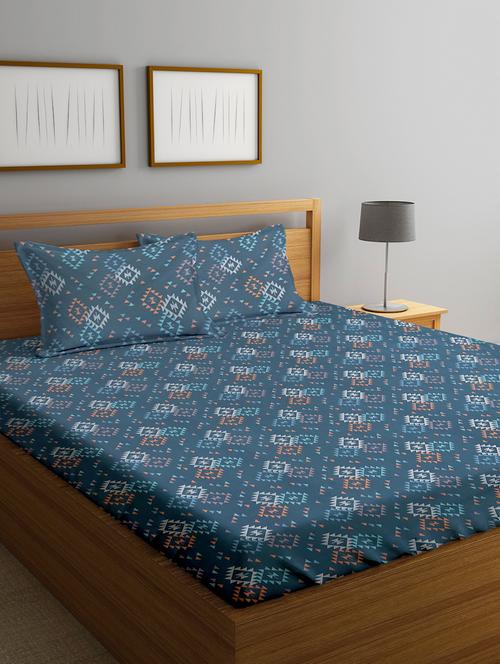 klotthe blue 210 tc abstract 210 tc cotton blend double bedsheet with 2 pillow covers - 18399531 - Very Small Image - 1