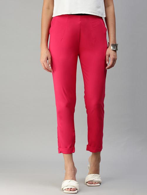 Mid Rise Solid Cigarette Pants Trouser - 18400169 - Very Small Image - 1