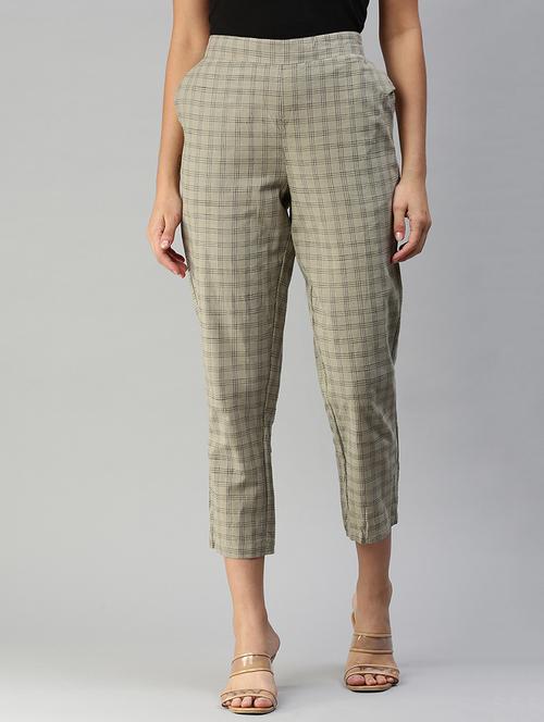 mid rise checkered cigarette pants trouser - 18400170 - Very Small Image - 1
