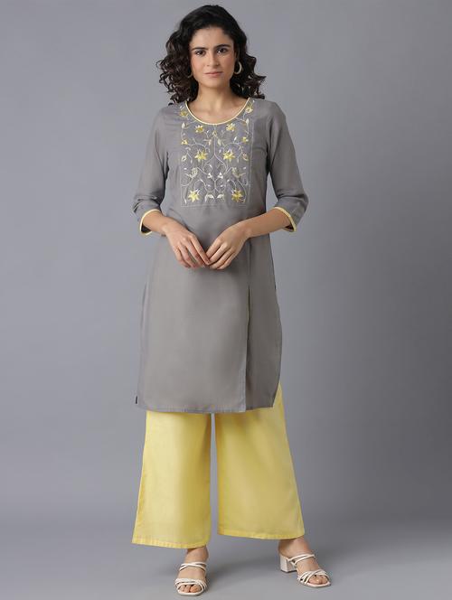 solid embroidered kurta pant set - 18400709 - Very Small Image - 1