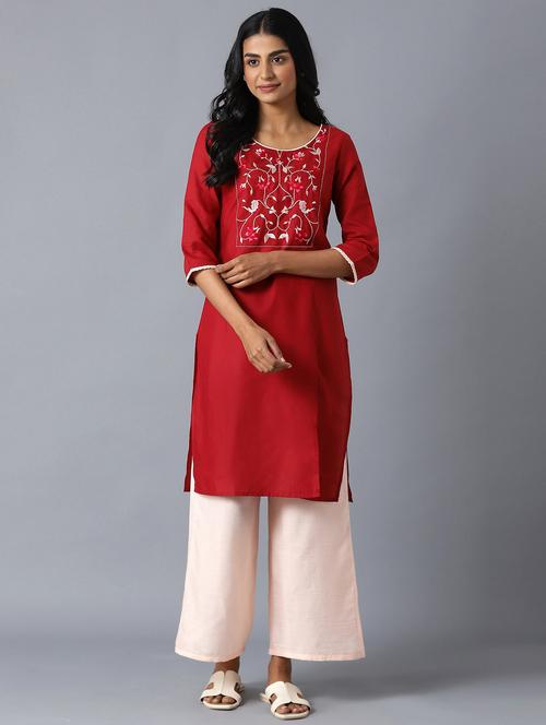 red cotton blend suit  set - 18400710 - Very Small Image - 1