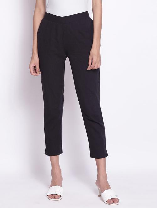 mid rise solid cigarette pant trouser - 18400735 - Very Small Image - 1