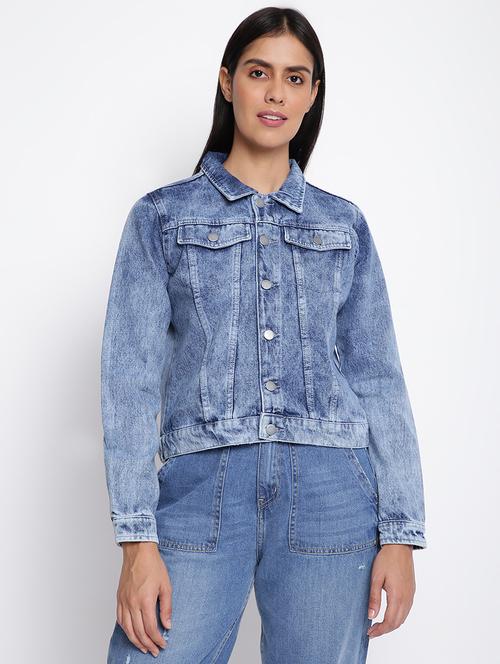 solid blue cotton jacket - 18400887 - Very Small Image - 1