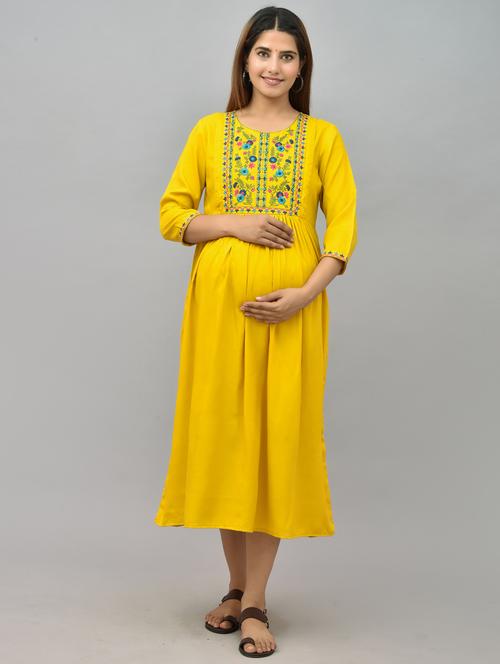 embroidered detail maternity wear dress - 18400894 - Very Small Image - 1