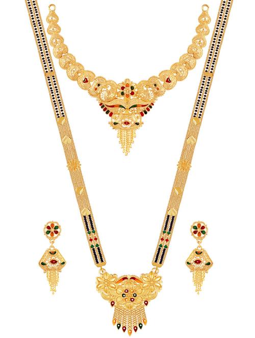 multi colored gold plated necklaces and earring - 18401559 - Very Small Image - 1
