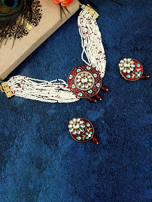 red gold plated necklaces and earring - 18401644 - Very Small Image - 1