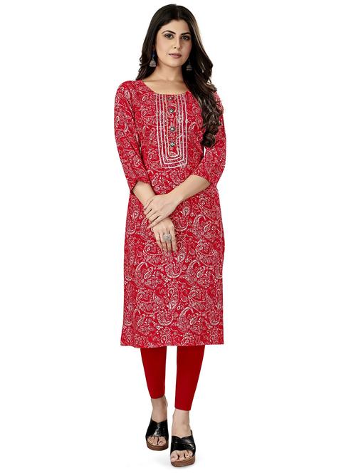 pink printed straight kurta - 18401714 - Very Small Image - 1