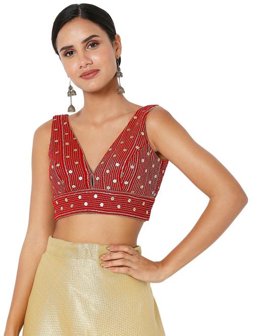 red velvet embroidered blouse - 18401830 - Very Small Image - 1