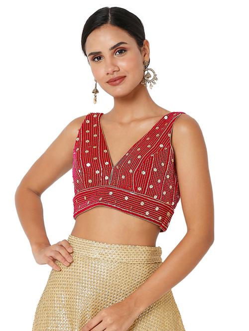 pink velvet embroidered blouse - 18401834 - Very Small Image - 1