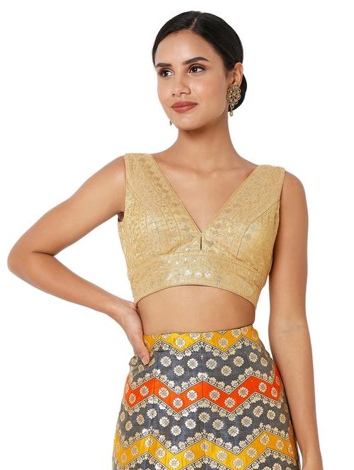 gold tissue embroidered blouse - 18401837 - Very Small Image - 1