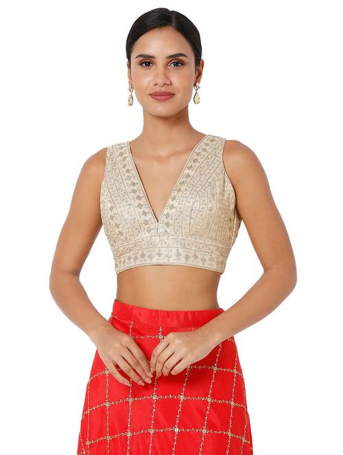 gold tissue embroidered blouse - 18401839 - Very Small Image - 1