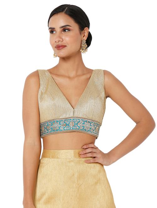 gold silk printed blouse - 18401853 - Very Small Image - 1