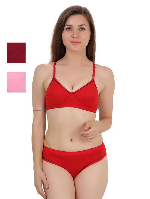 pack of 3 solid bra and panty set  - 18403143 - Very Small Image - 1