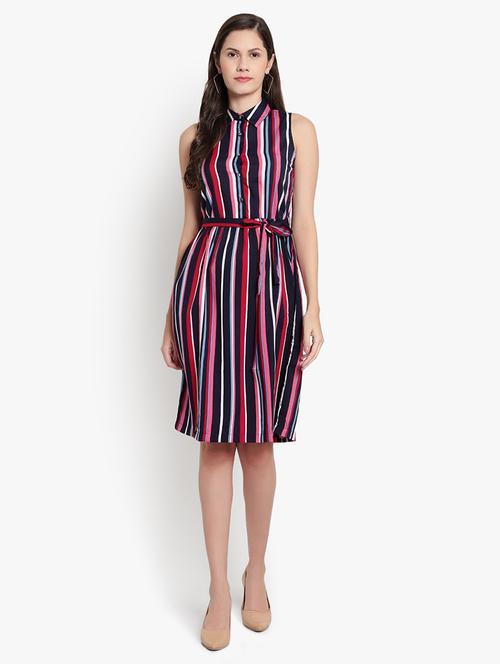 women's belted striped dress - 18403648 - Very Small Image - 1
