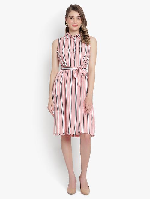 tie front striped a-line dress - 18403649 - Very Small Image - 1