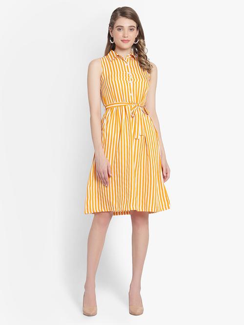 tie front striped a-line dress - 18403650 - Very Small Image - 1
