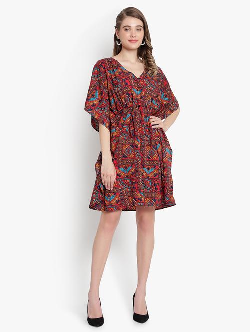 v-neck printed kaftan dress - 18403666 - Very Small Image - 1