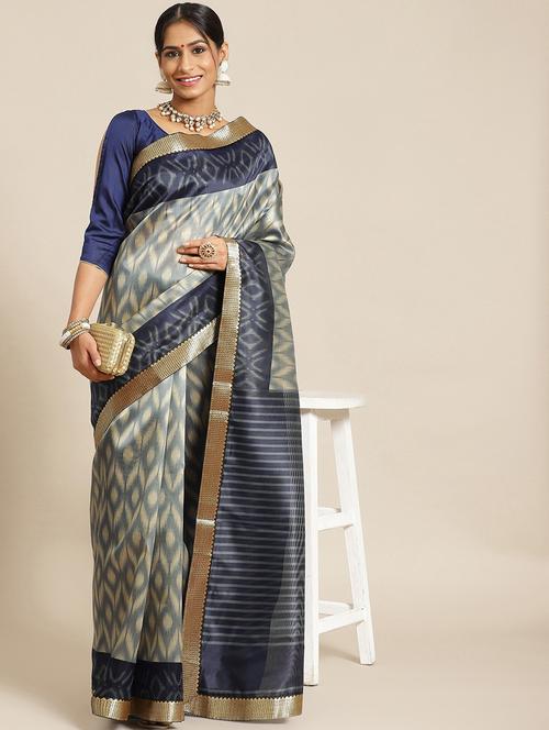 blue silk blend bhagalpuri saree with blouse - 18404084 - Very Small Image - 1