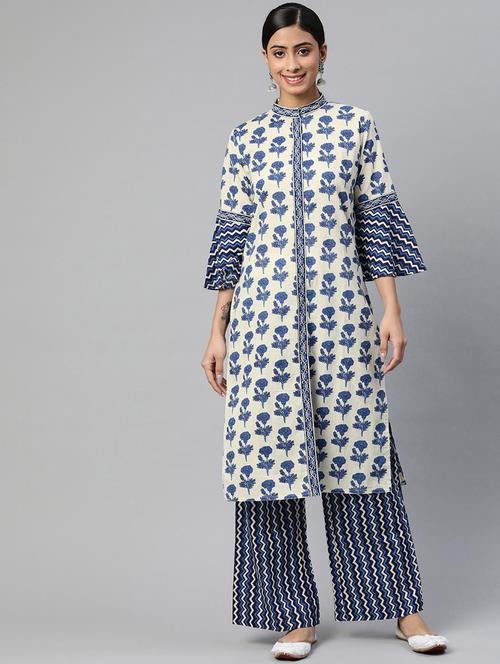 multi colored cotton kurta palazzo  set - 18404712 - Very Small Image - 1