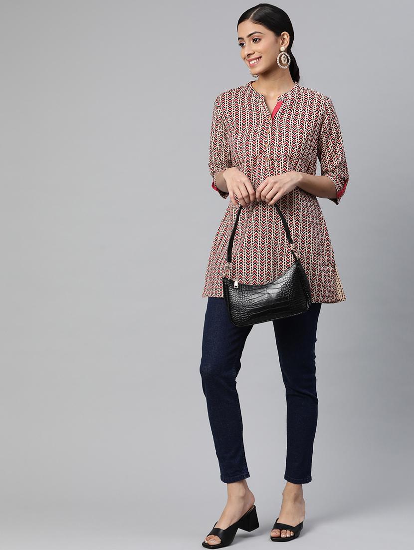geometrical straight kurti - 18404817 - Standard Image - 3