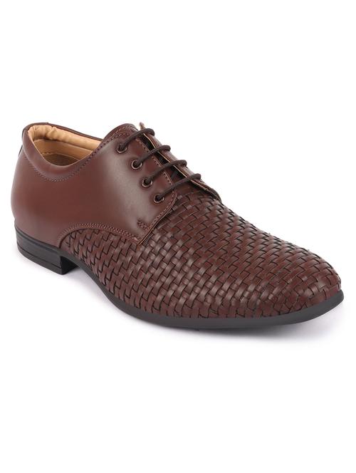 brown pu laceup derbies - 18405311 - Very Small Image - 1