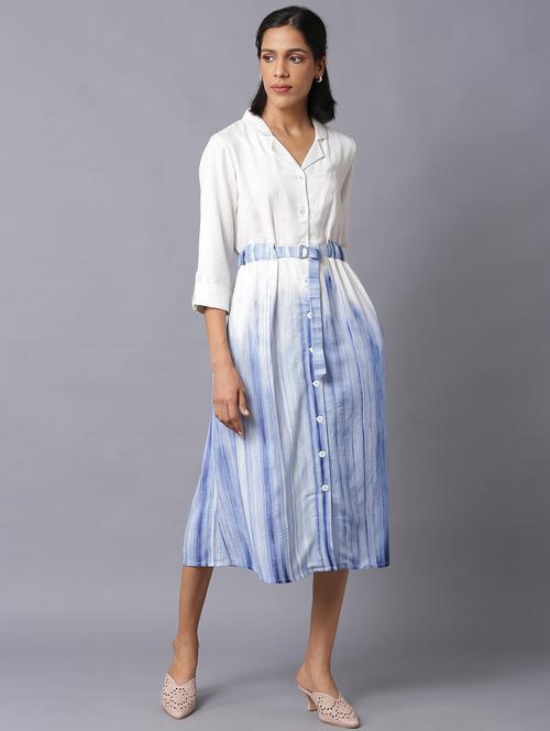 white solid a-line ethnic dress - 18406063 - Very Small Image - 1