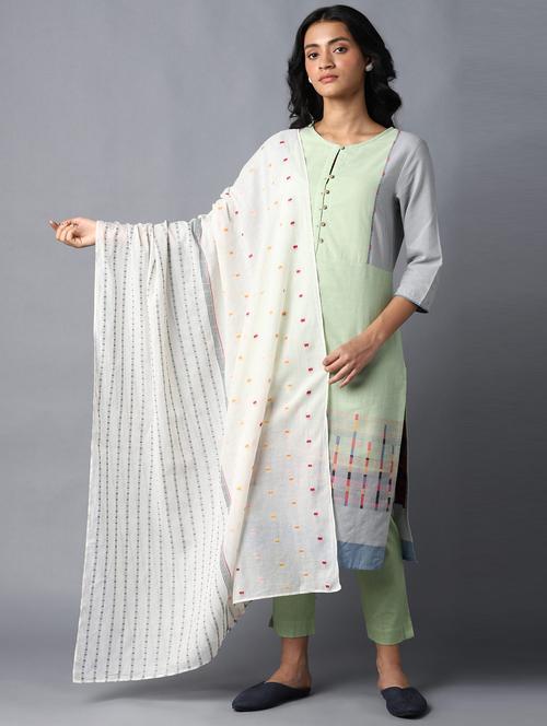 white cotton dupatta - 18406467 - Very Small Image - 1
