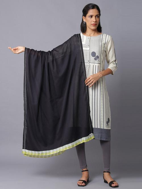 black cotton dupatta - 18406468 - Very Small Image - 1