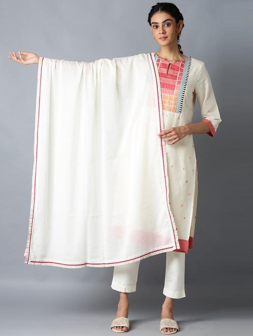 white cotton dupatta - 18406473 - Very Small Image - 1